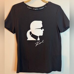 Karl Lagerfeld Black & White Graphic T-Shirt | Size Small
